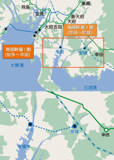 南部幹線Ⅱ期(半田~安城)ルート概要図