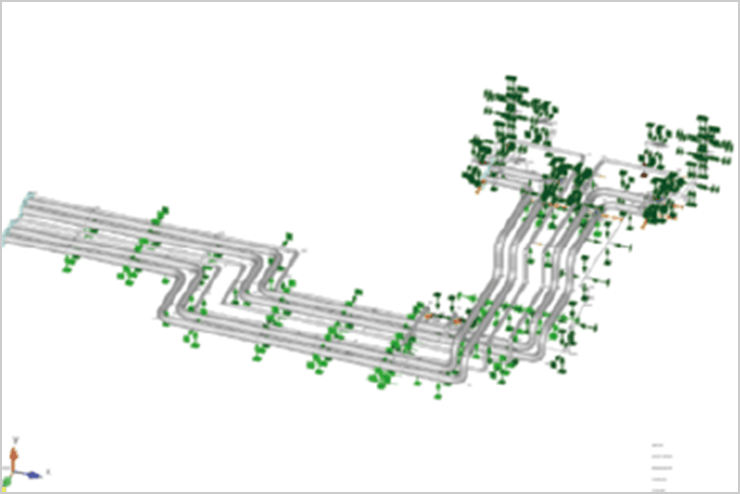 熱収縮を考慮した複雑な背景となる設備の耐震解析結果